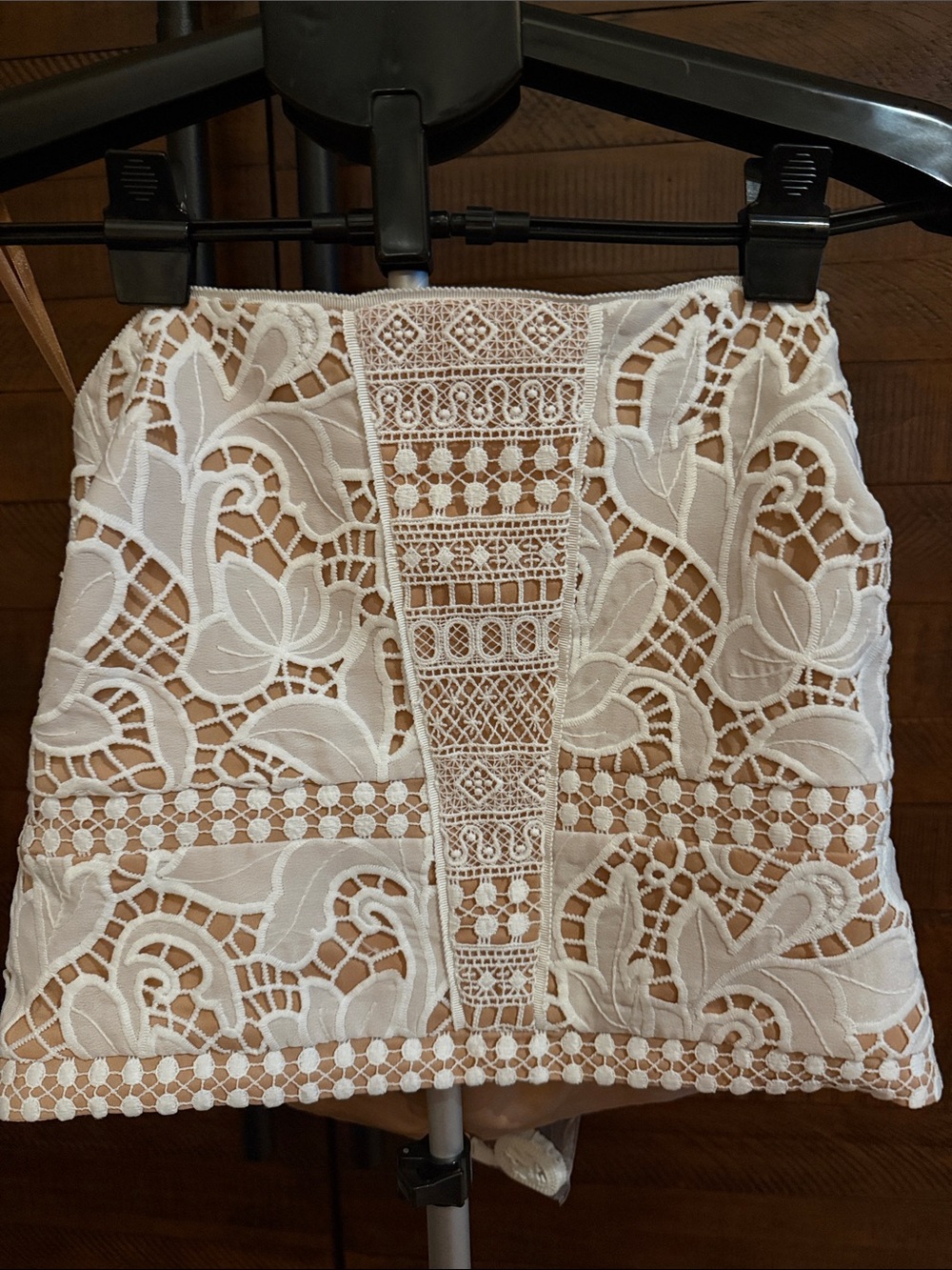 White House Black Market White Lace Cutout Top